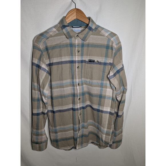Columbia Mens Plaid Pitchstone Heavyweight Flannel Button Up Shirt Sz S AM8573 - Picture 1 of 7